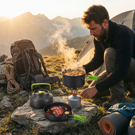 16-Piece Camping Cookware Set | Portable Outdoor Cooking Kit